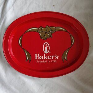 Vintage 11" x 8 1/2" Baker's Founded in 1780 Collectible Metal Tin Tray